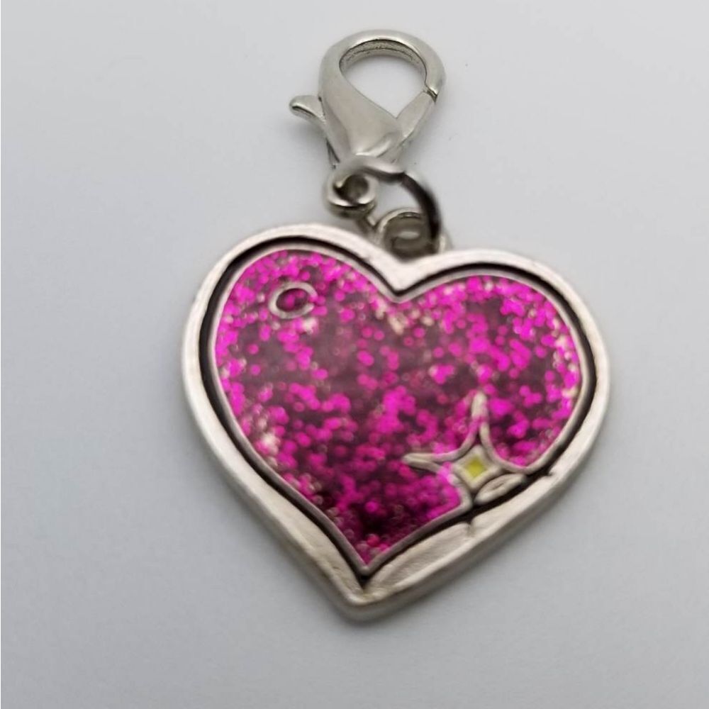 Sparkle pink glitter heart‎ charm pen
